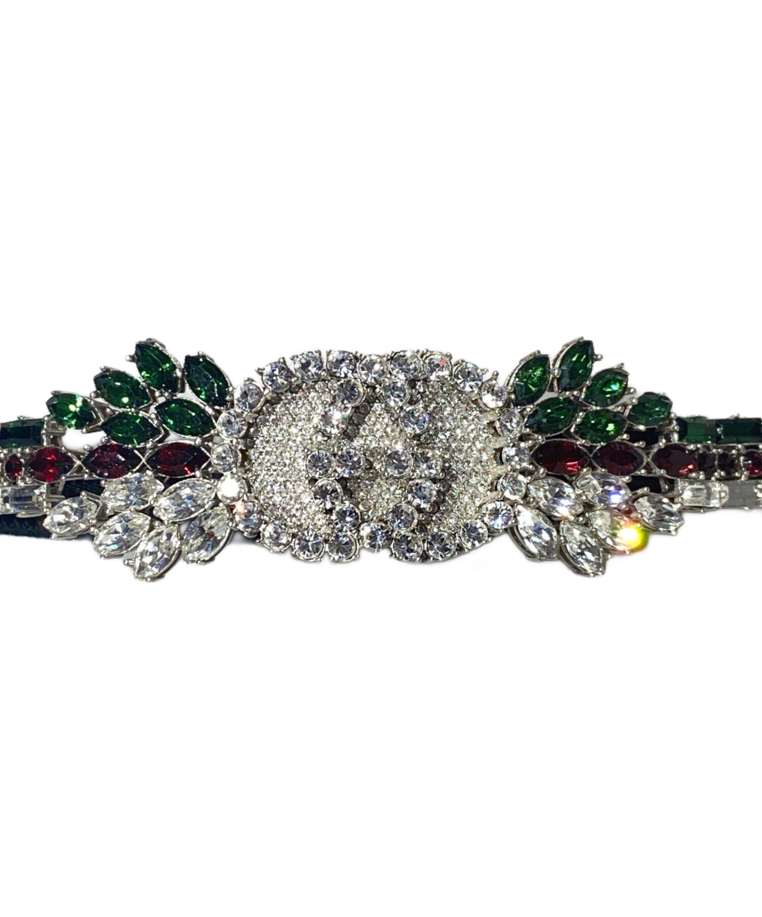 中古・古着通販】GUCCI (グッチ) メタル クリスタル ウェブ ヘアバンド 