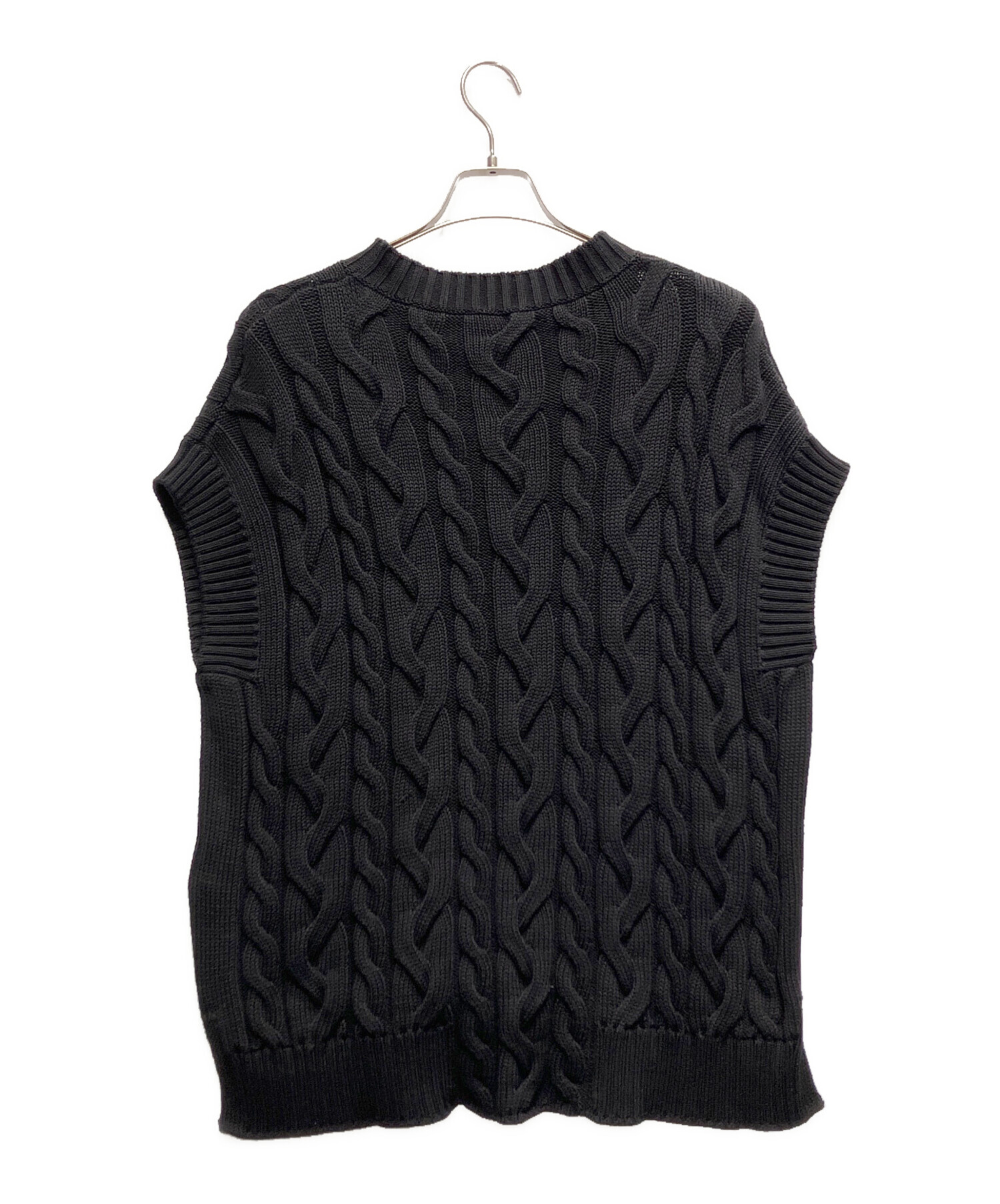 S Max Mara ケーブルニットベスト ブラック 中古・古着通販】'S Max Mara (エスマックスマーラ) ケーブルニット