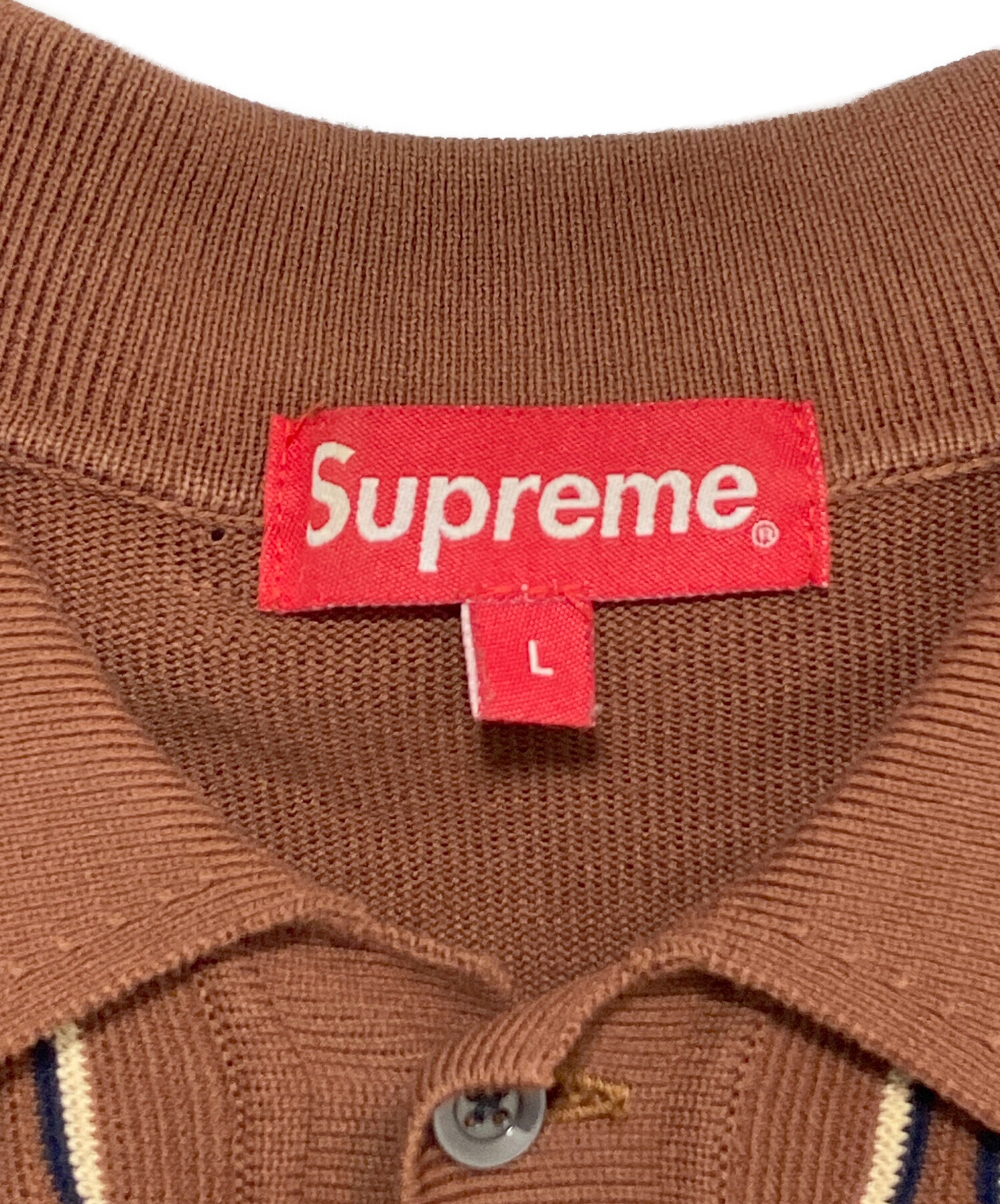 トップス supreme Vertical Stripe knit polo トップス supreme Vertical Stripe knit polo Vertical Stripe Knit L