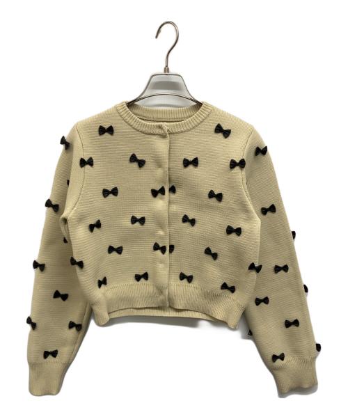 中古・古着通販】AMERI (アメリ) MANY RIBBON SHORT KNIT TOP ベージュ