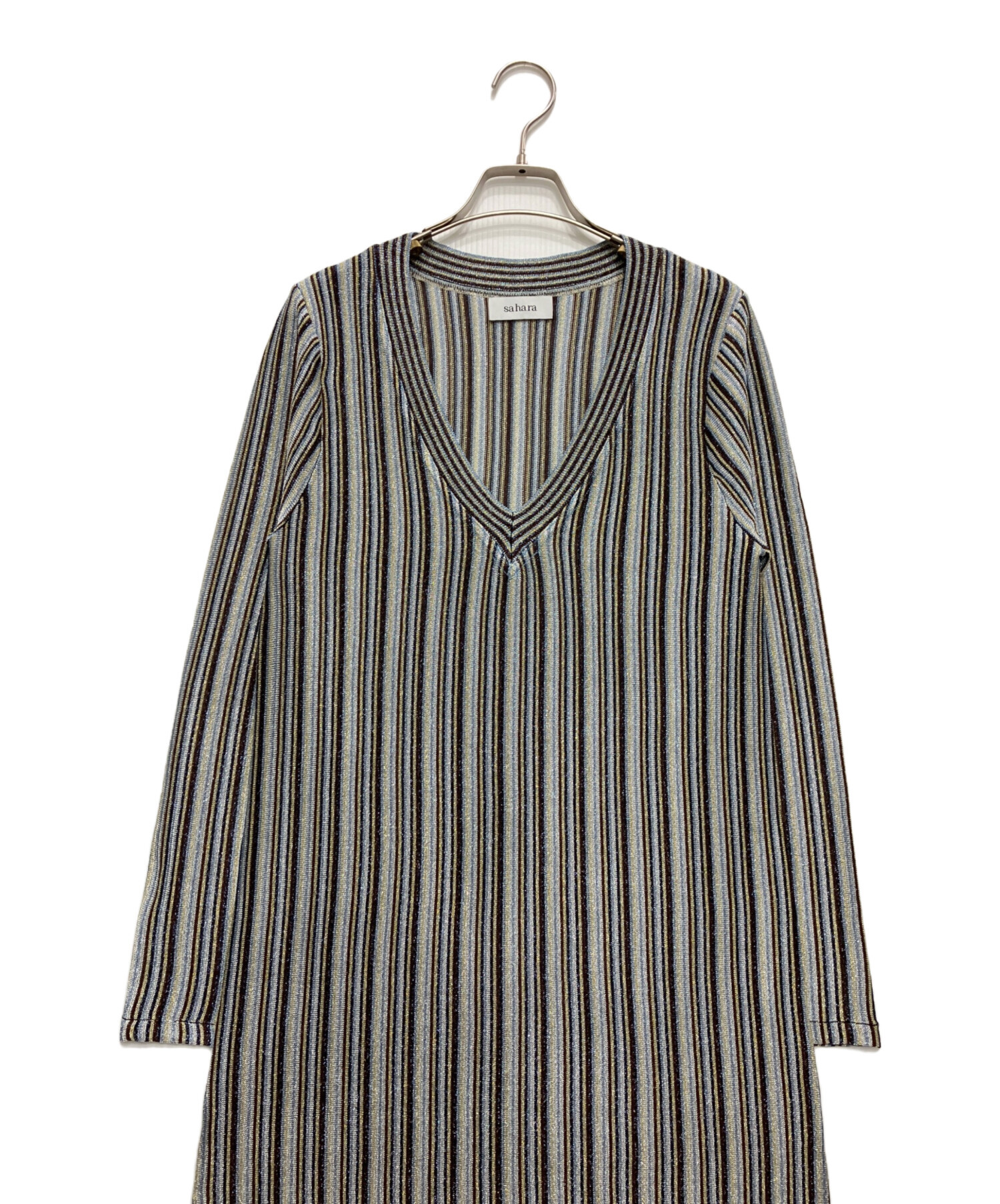 【最終値下げ】 sahara Striped Glitter Dress 中古・古着通販】sahara (サハラ) Striped Glitter Dress/ストライプ