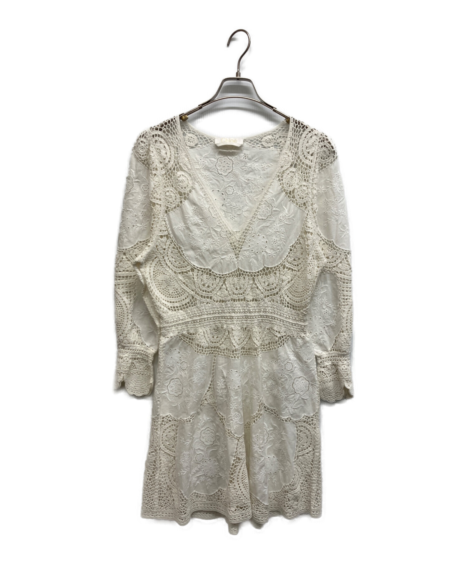 Chloe クロエ シフォン　ワンピース　ドレス 中古・古着通販】Chloe (クロエ) クロシェドレス アイボリー サイズ:36