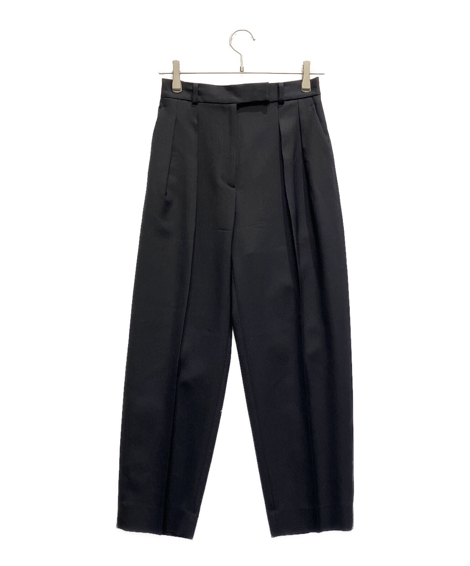美品✨️ebure ビスウールベルテッドパンツ 36 エブール　ブラック 中古・古着通販】ebure (エブール) High Count Dry Wool Pants