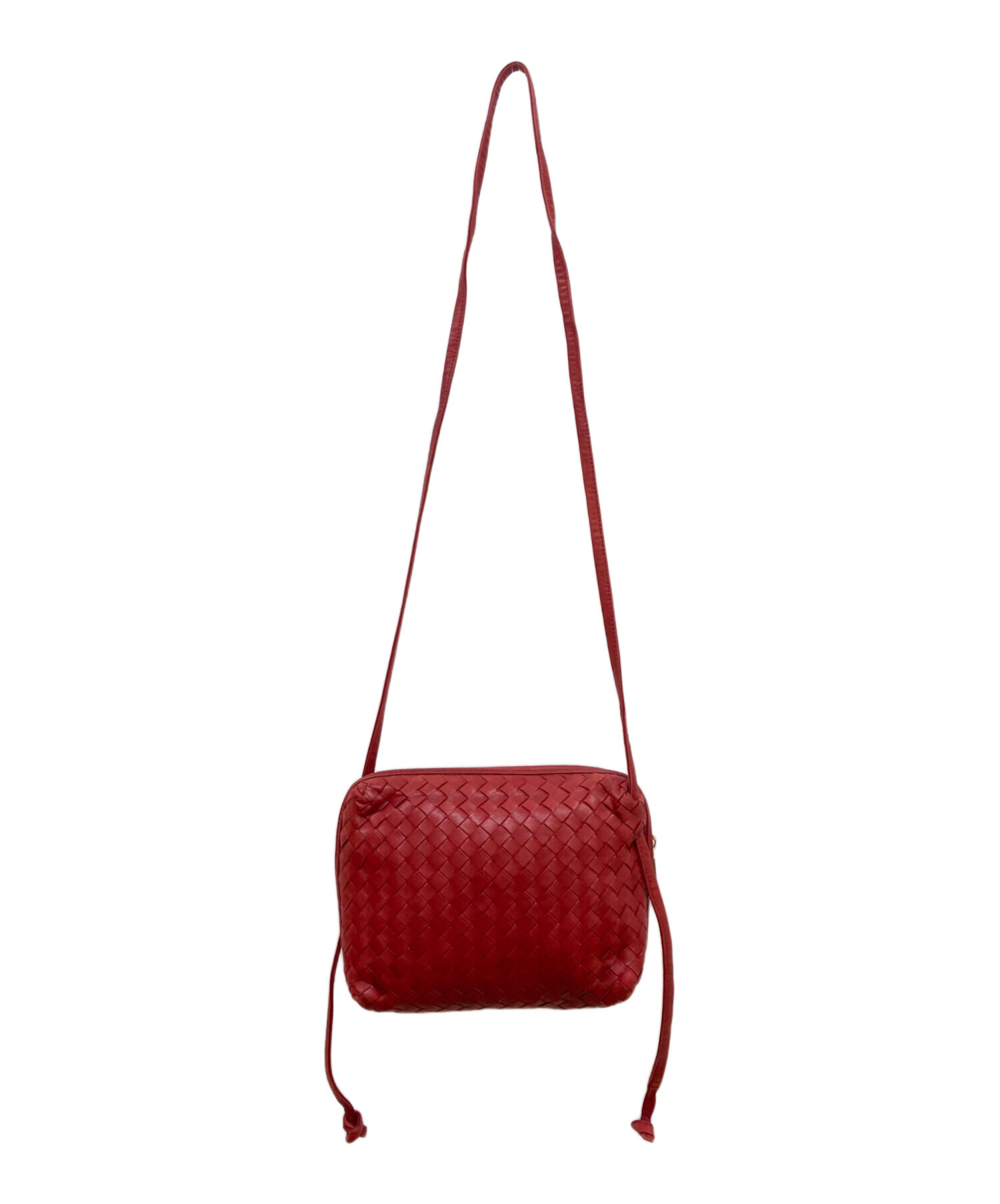 BOTTEGA VENETA ボッテガベネタ ショルダーバッグ  赤 【古着】【中古】【送料無料】 中古・古着通販】BOTTEGA VENETA (ボッテガベネタ) レザーショルダー