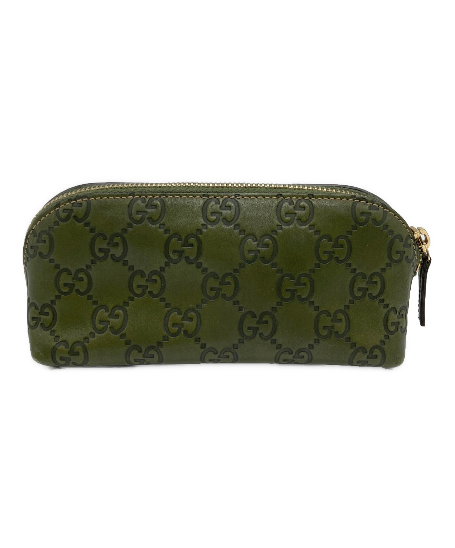中古・古着通販】GUCCI (グッチ) GGロゴエンボスポーチ グリーン 