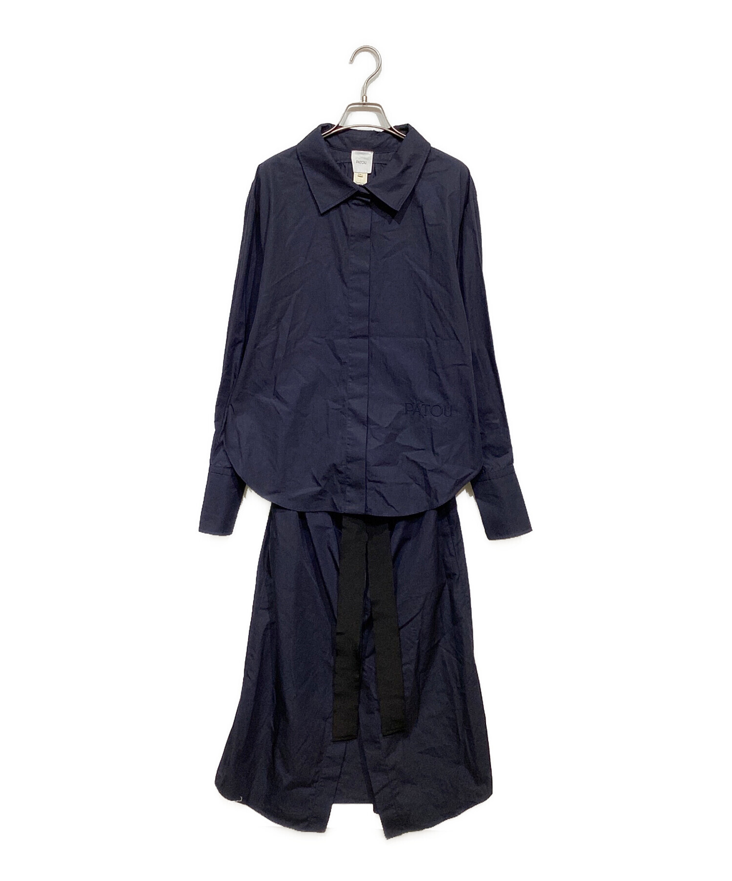 中古・古着通販】patou (パトゥ) ドッキングシャツワンピース ネイビー
