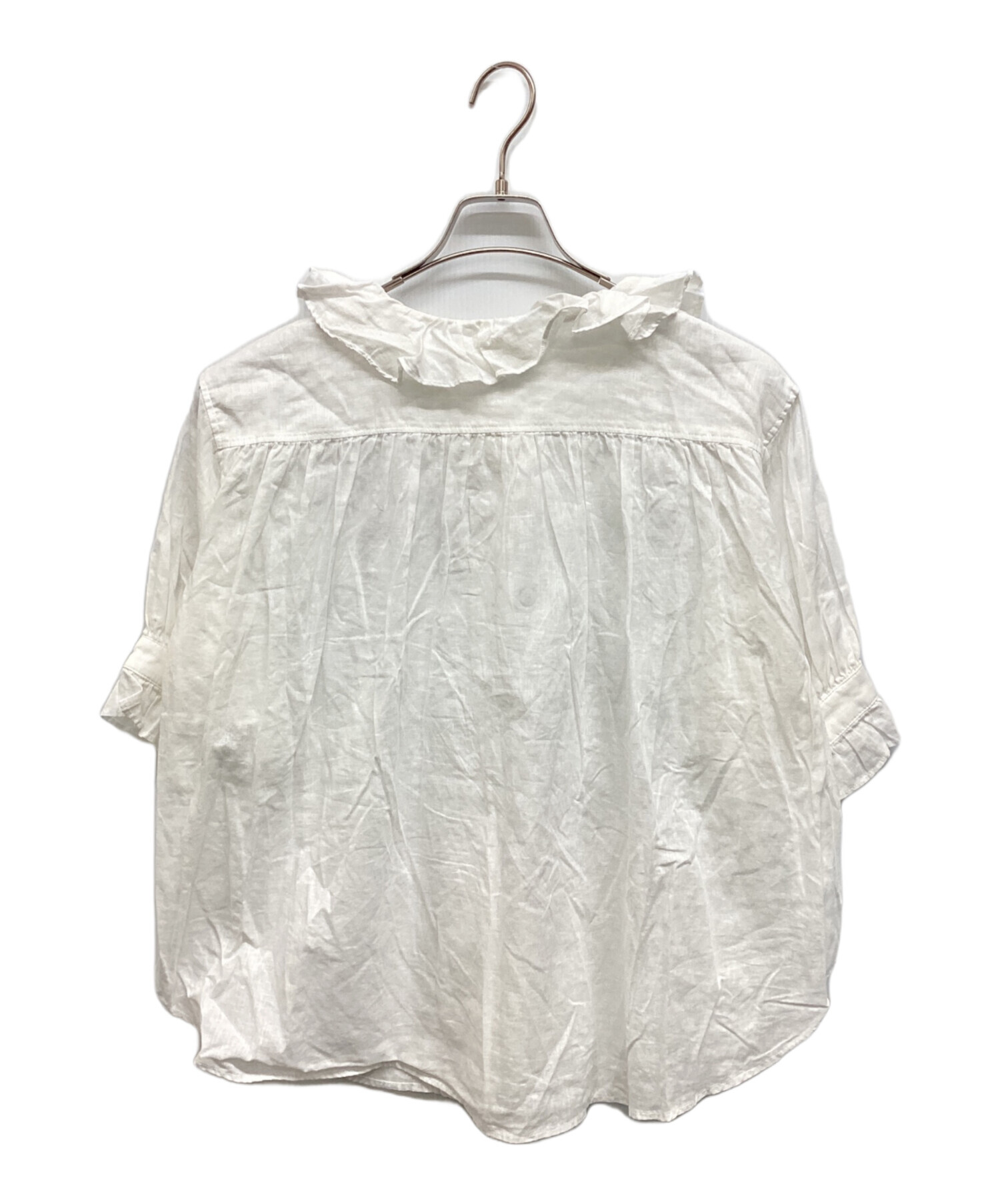 【中古】ビームスボーイ BEAMS BOY コットン レース フリル ノースリーブ ブラウス ホワイト【サイズFREE】【レディース】 BEAMS BOY - 【中古】ビームスボーイ BEAMS BOY コットン レース
