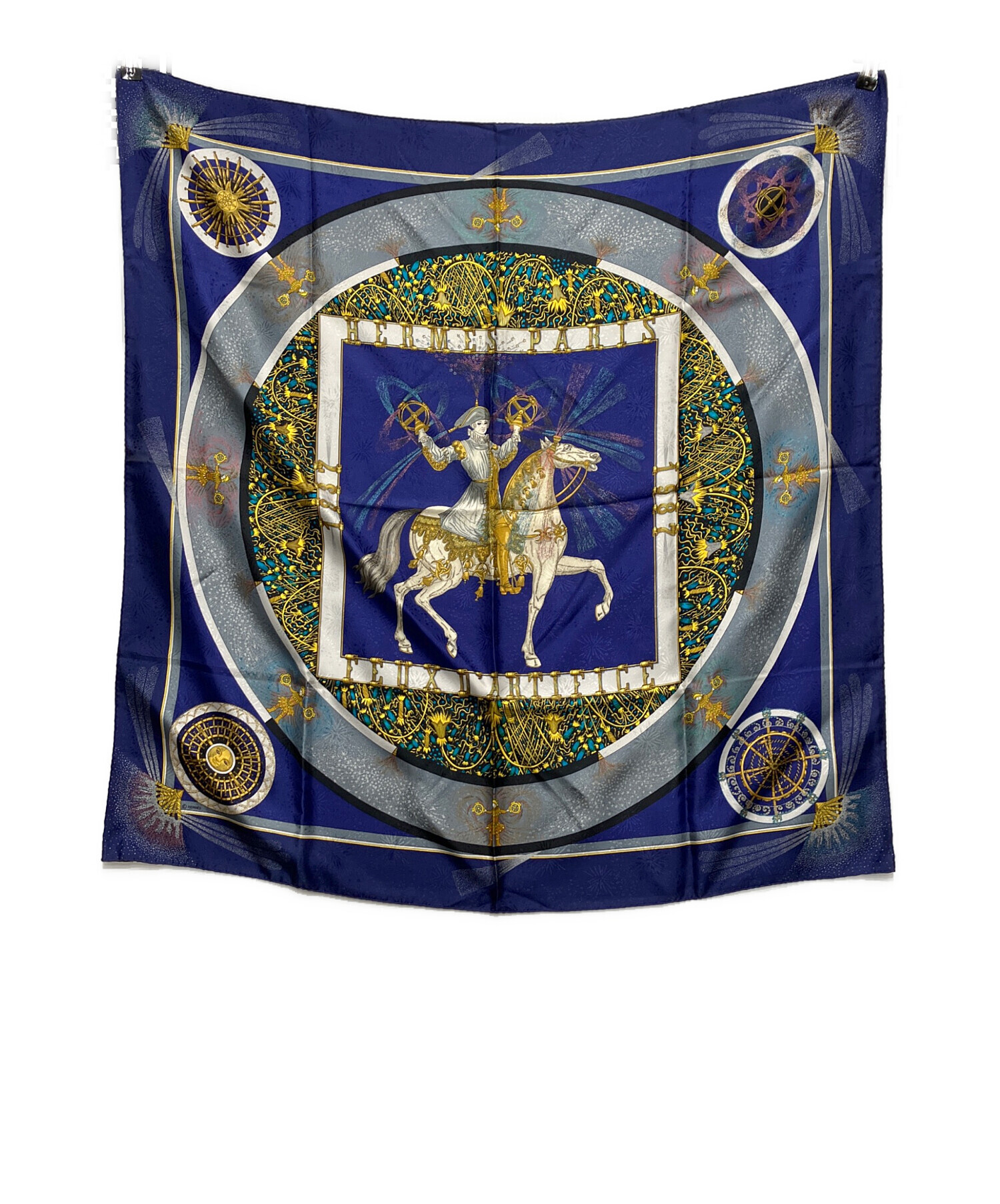 中古・古着通販】HERMES (エルメス) シルクスカーフ ブルー｜ブランド