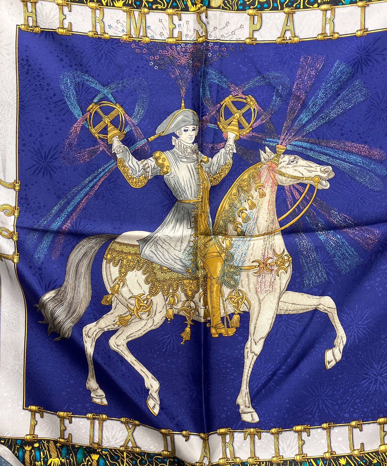 中古・古着通販】HERMES (エルメス) シルクスカーフ ブルー｜ブランド