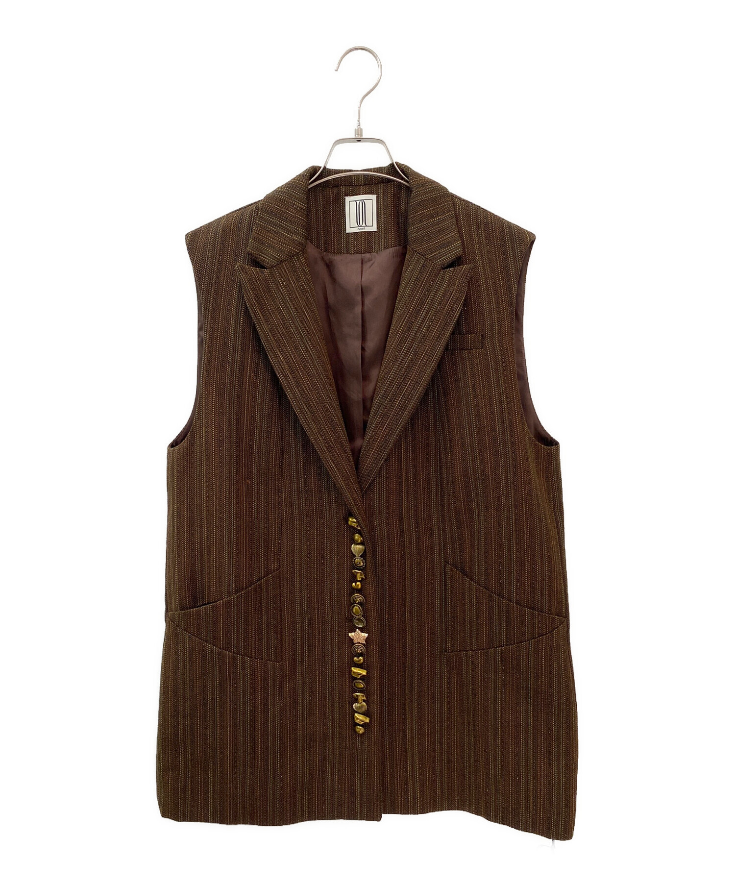 中古・古着通販】Ameri (アメリ) UND MANY MOTIF BUTTON VEST ブラウン