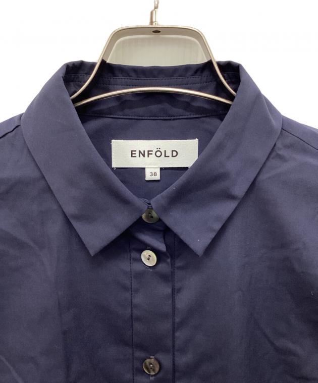 ENFOLD エンフォルド HALF - SLEEVES SHIRT ネイビー 中古・古着通販】ENFOLD (エンフォルド) HALF‐SLEEVES SHIRT ネイビー