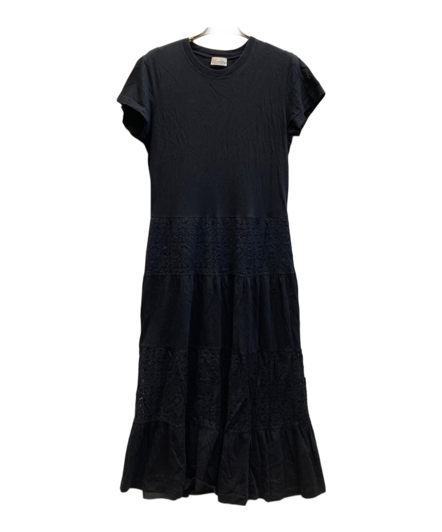 RED VALENTINOブラックワンピース 中古・古着通販】RED VALENTINO (レッドヴァレンティノ) レース切替