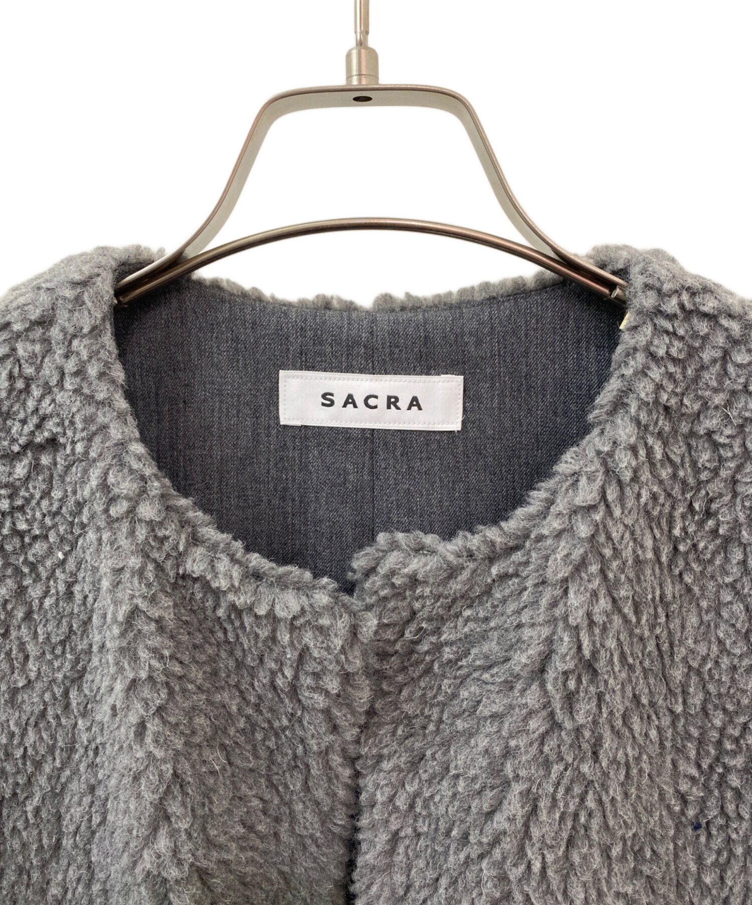 中古・古着通販】SACRA (サクラ) プードルファーロングジレ グレー