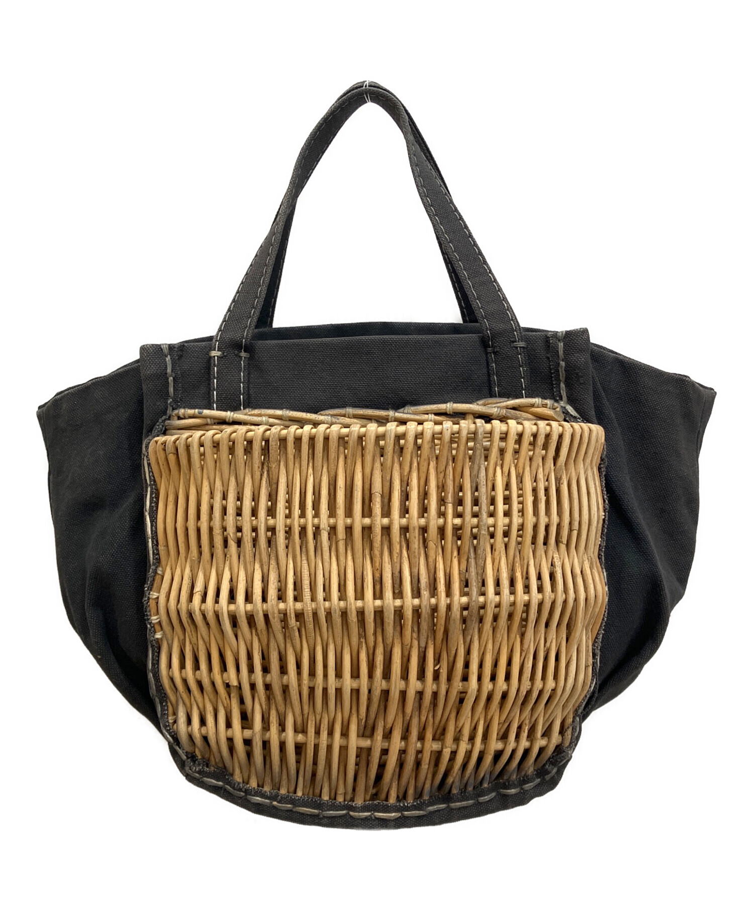 【未使用】エバゴス　ebagos ベジタブルトート　エナメルトート　かご 中古・古着通販】ebagos (エバゴス) キャンバス・カゴポケット付トート