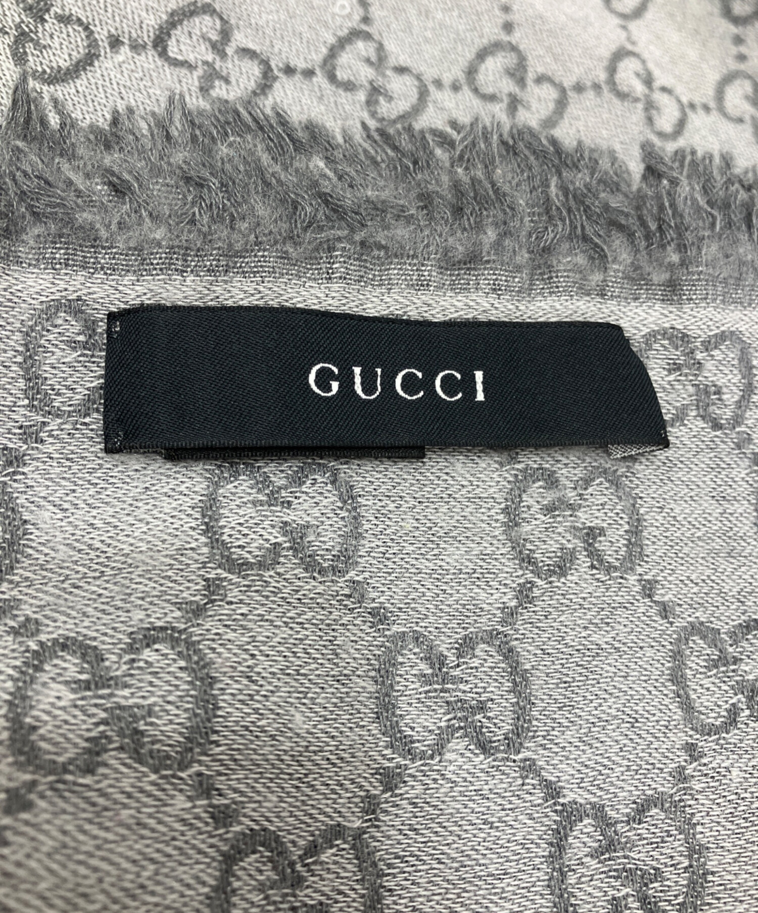 中古・古着通販】GUCCI (グッチ) GG柄ウールシルクストール グレー