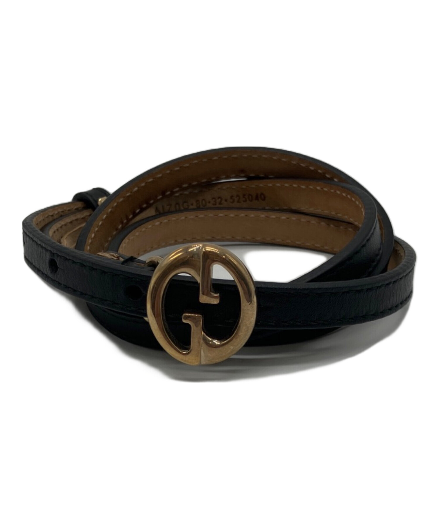 中古・古着通販】GUCCI (グッチ) GGバックルナローベルト ブラック