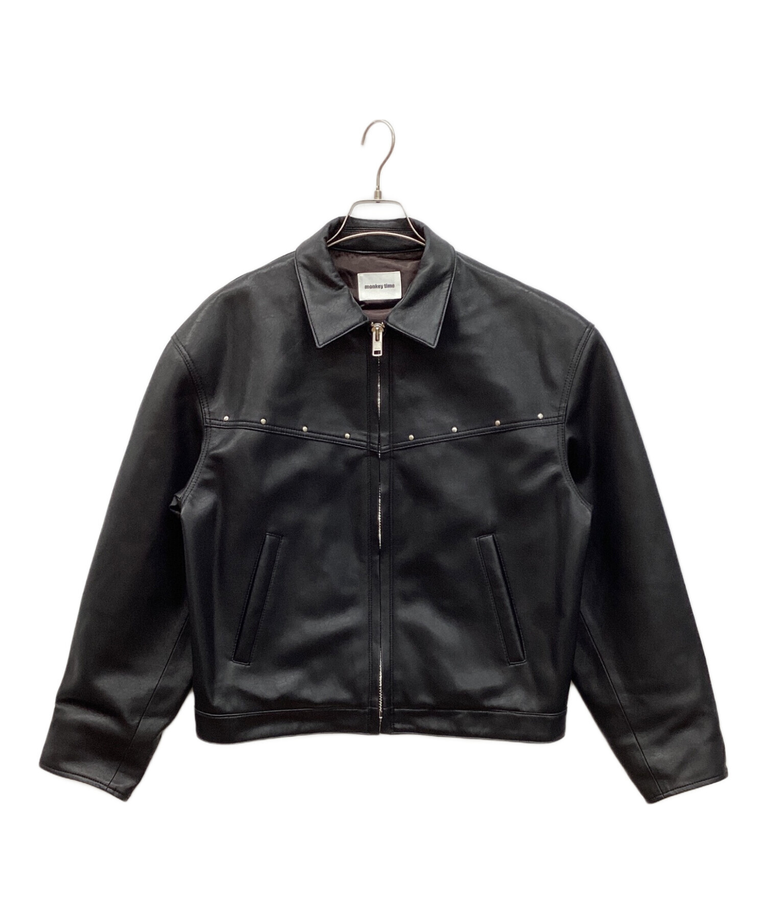 monkey time 黒 レザージャケット 中古・古着通販】MONKEY TIME (モンキータイム) レザーライク ジップ