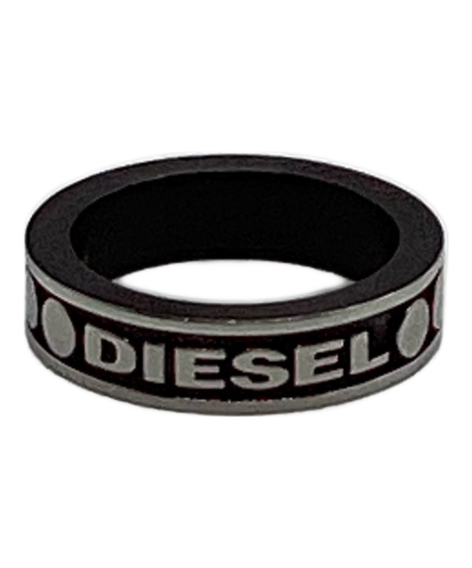 DIESEL ネックレス ダブルリング シルバー ブラック　試着のみ 中古・古着通販】DIESEL (ディーゼル) ダブルリングネックレス