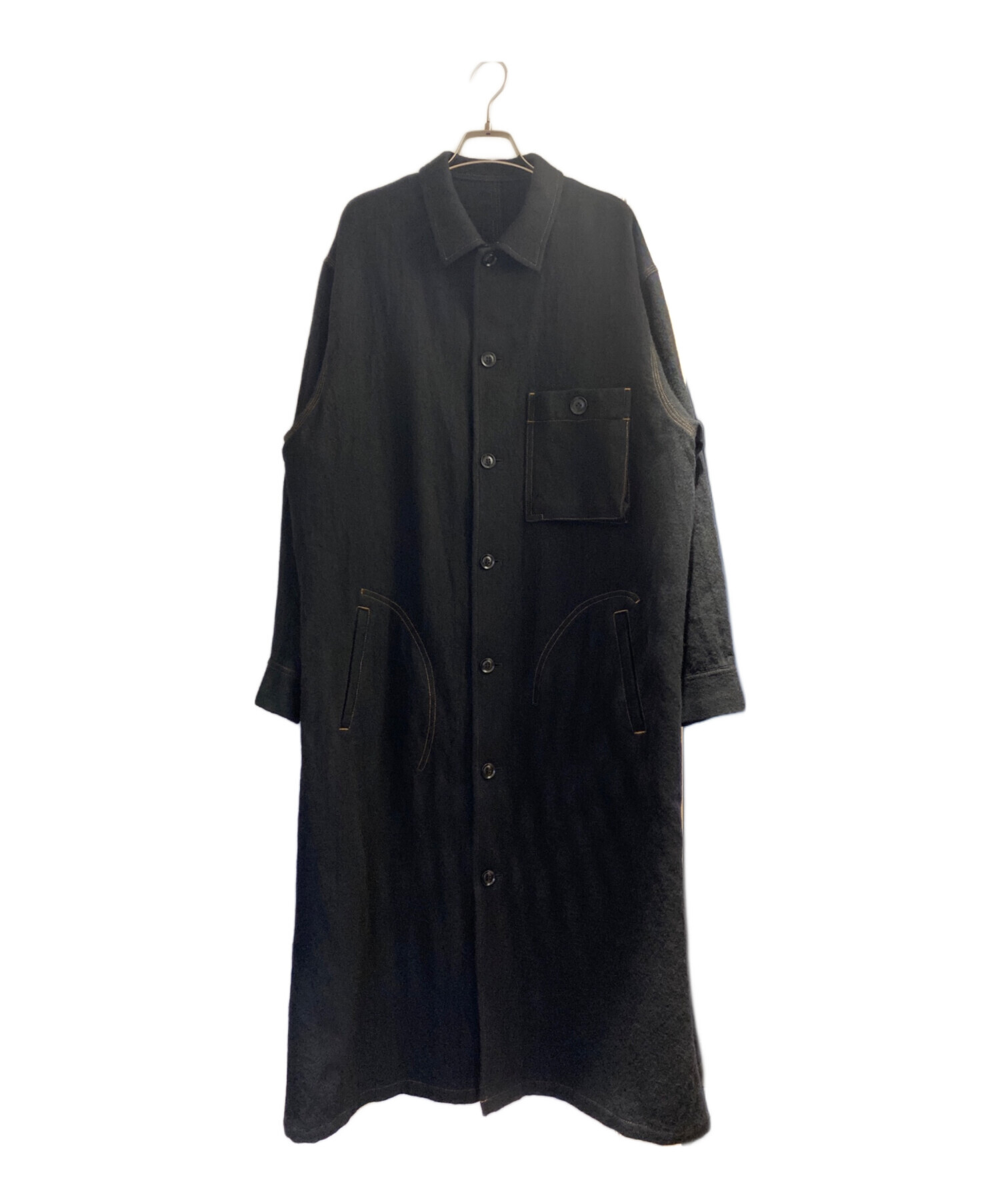 中古・古着通販】Y's (ワイズ) 縮絨ドレスワンピース ブラック サイズ