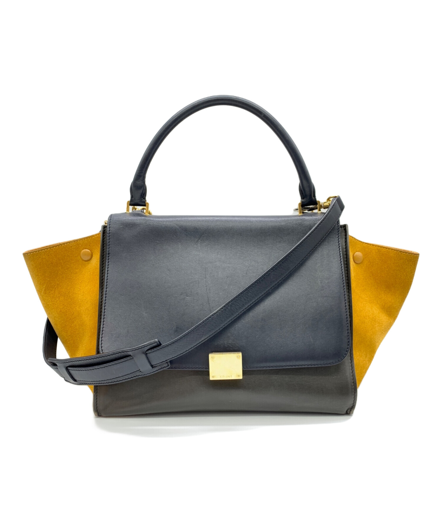 中古・古着通販】CELINE (セリーヌ) トラペーズハンドバッグ ネイビー 