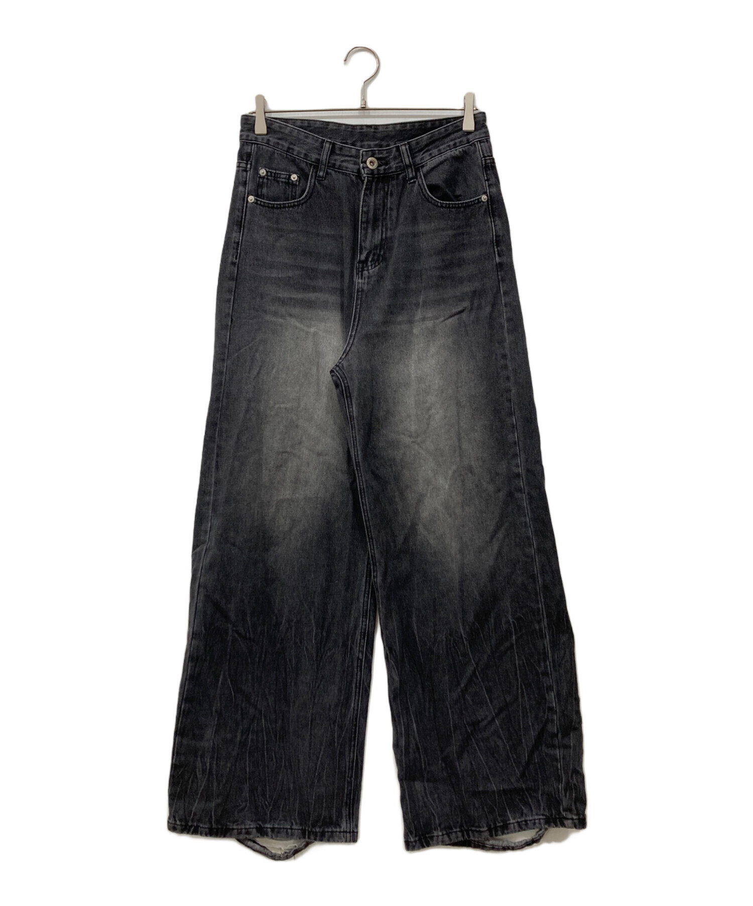MENES メネス スタッズ デニム 中古・古着通販】MENES (メネス) ダメージデニムパンツ ブラック