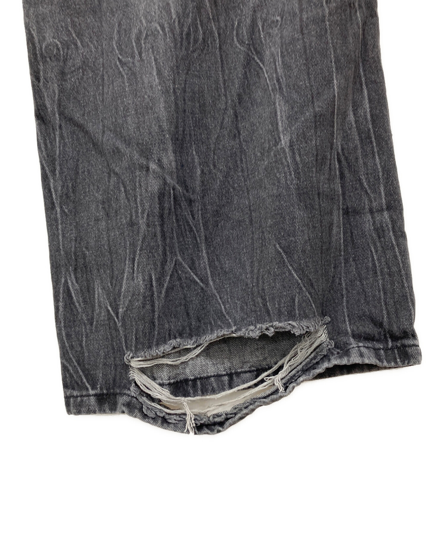 中古・古着通販】MENES (メネス) ダメージデニムパンツ ブラック