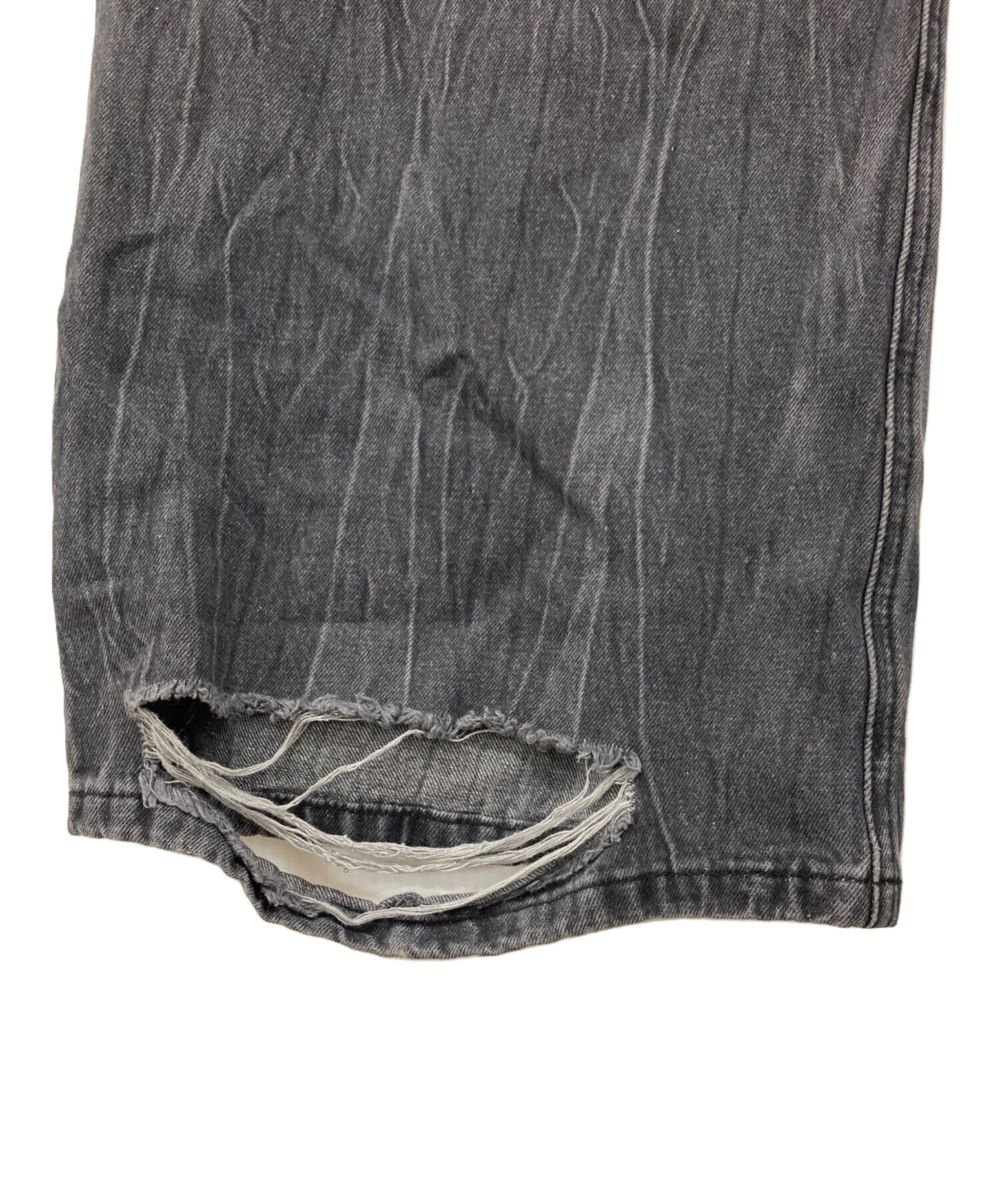 中古・古着通販】MENES (メネス) ダメージデニムパンツ ブラック