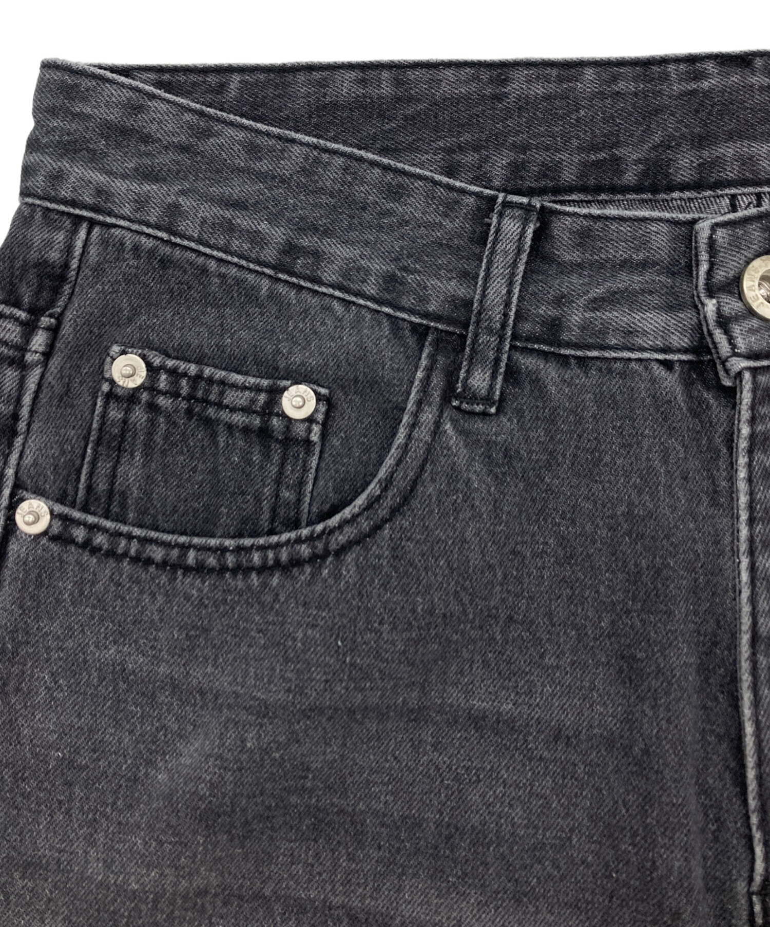 MENES メネス スタッズ デニム 中古・古着通販】MENES (メネス) ダメージデニムパンツ ブラック