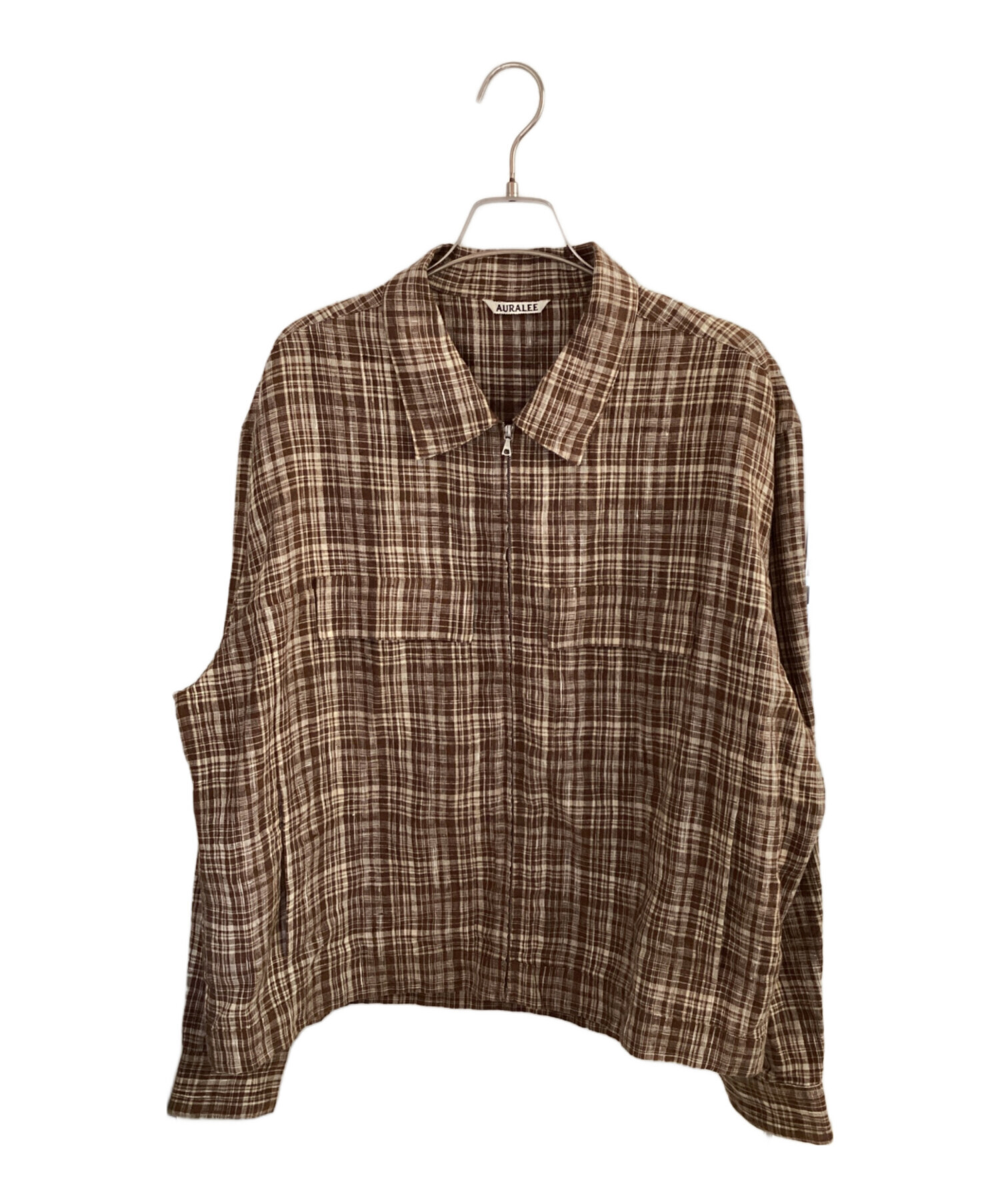 中古・古着通販】AURALEE (オーラリー) LINEN SILK CHECK ZIP BLOUSON 