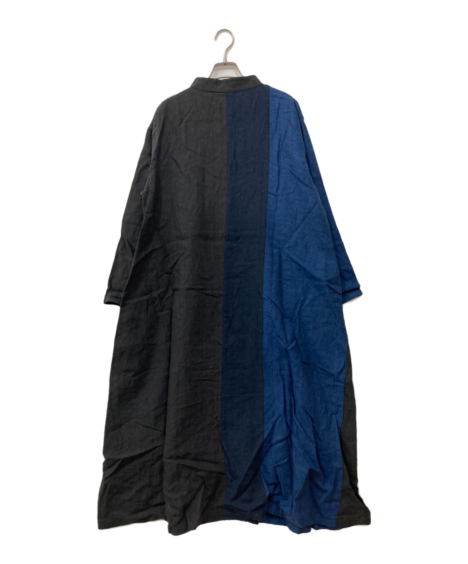 中古・古着通販】08MAB (ゼロハチマブ) リネン配色ワンピース ブラック