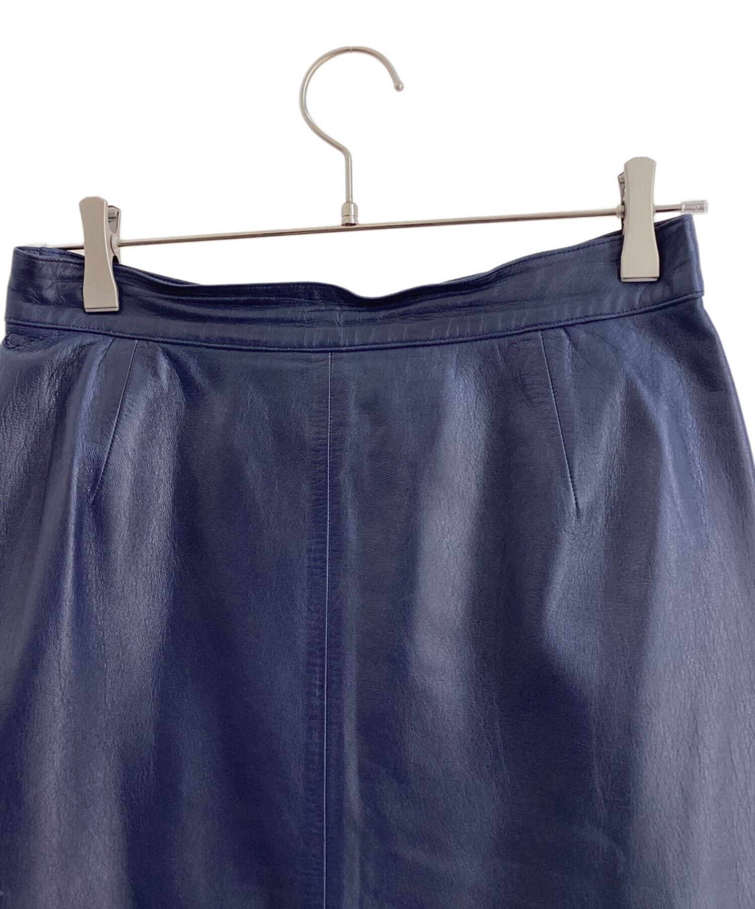 中古・古着通販】LOEWE (ロエベ) レザースカート ネイビー サイズ:44