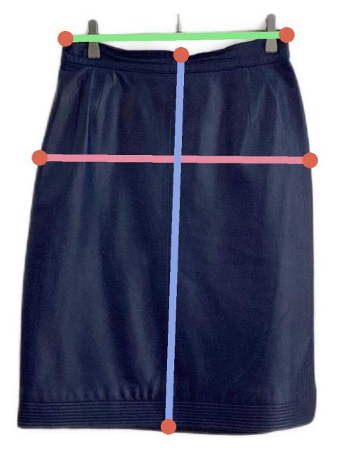 中古・古着通販】LOEWE (ロエベ) レザースカート ネイビー サイズ:44
