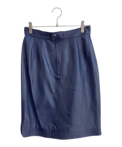 中古・古着通販】LOEWE (ロエベ) レザースカート ネイビー サイズ:44