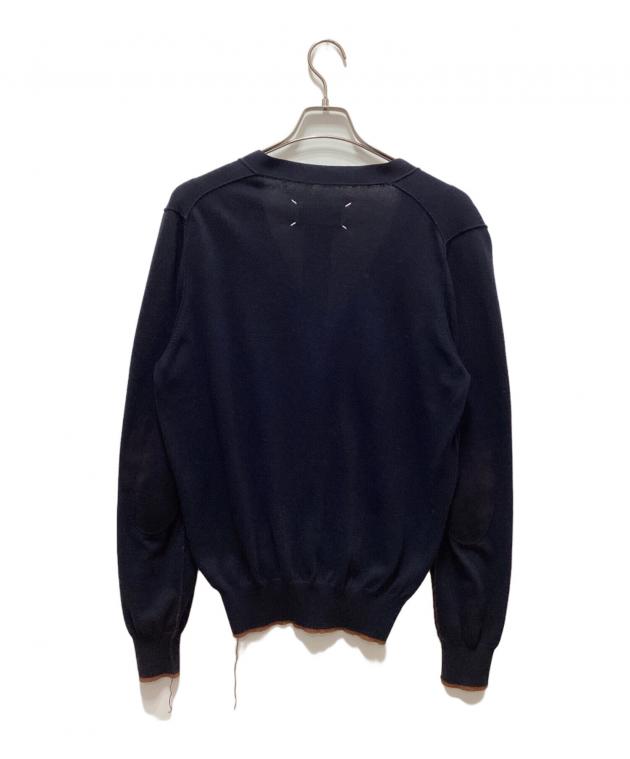 Maison Margiela エルボーパッチカーディガン ネイビー 中古・古着通販】Maison Margiela (メゾンマルジェラ) エルボーパッチ