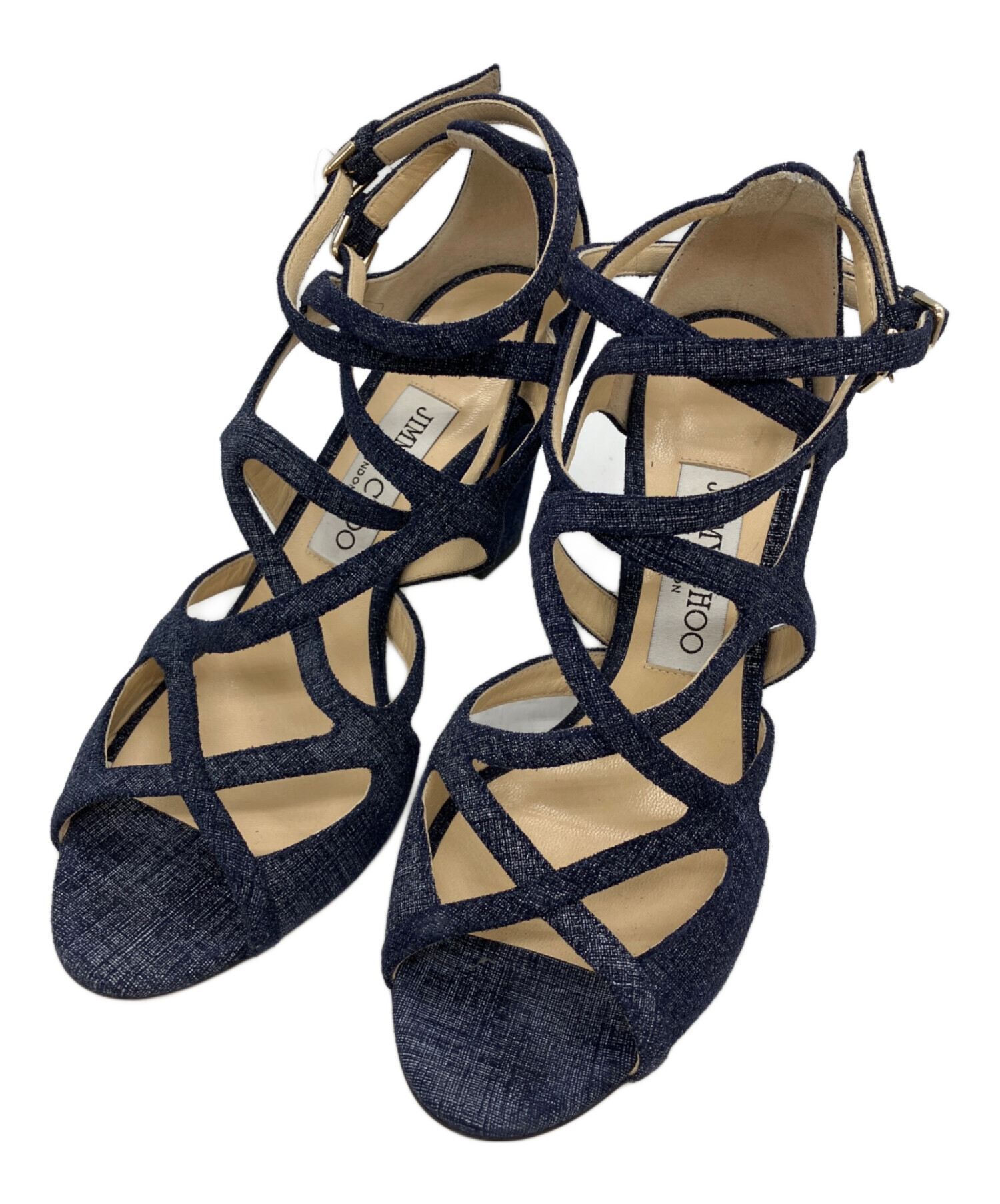 C*m様 JIMMY CHOO MIRANDA85 INDIGOデニムサンダル 中古・古着通販】JIMMY CHOO (ジミーチュウ) デニムサンダル