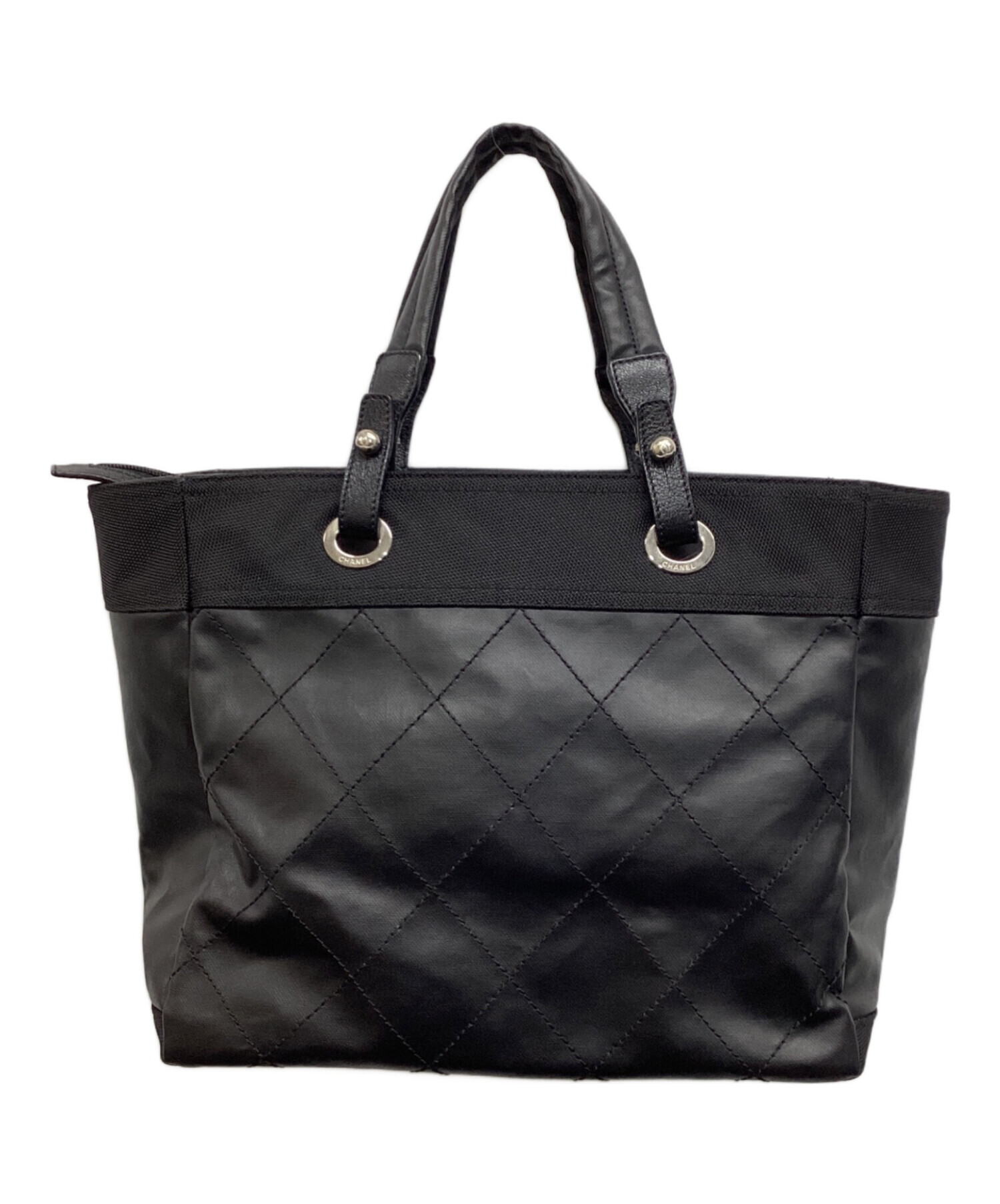 シャネル　パリビアリッツ トートバック　MM ブラック 中古・古着通販】CHANEL (シャネル) パリビアリッツMMトートバッグ