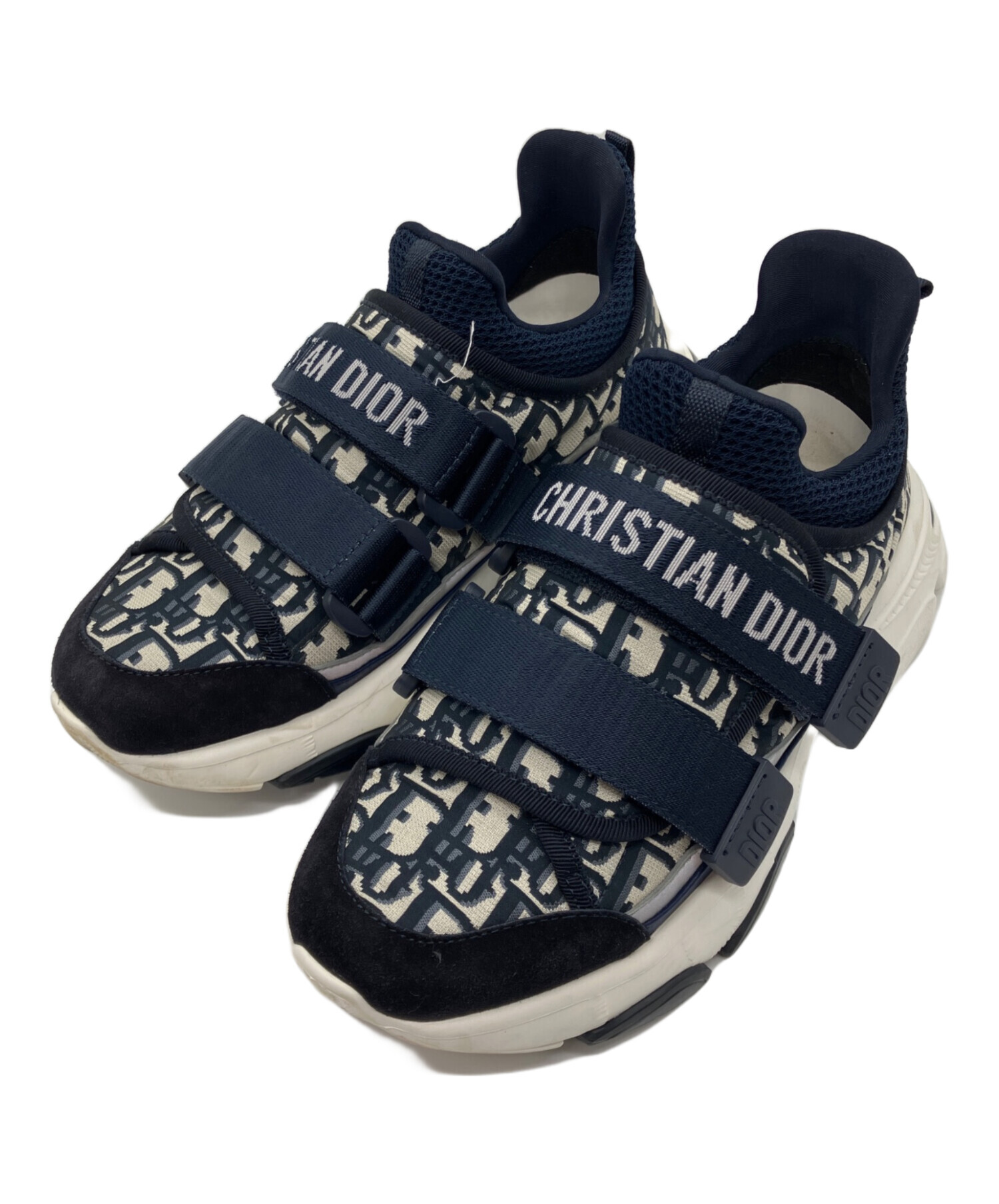 レシート付きChristian Dior ネイビー スニーカー 中古・古着通販】Dior (ディオール) オブリークハイカットスニーカー