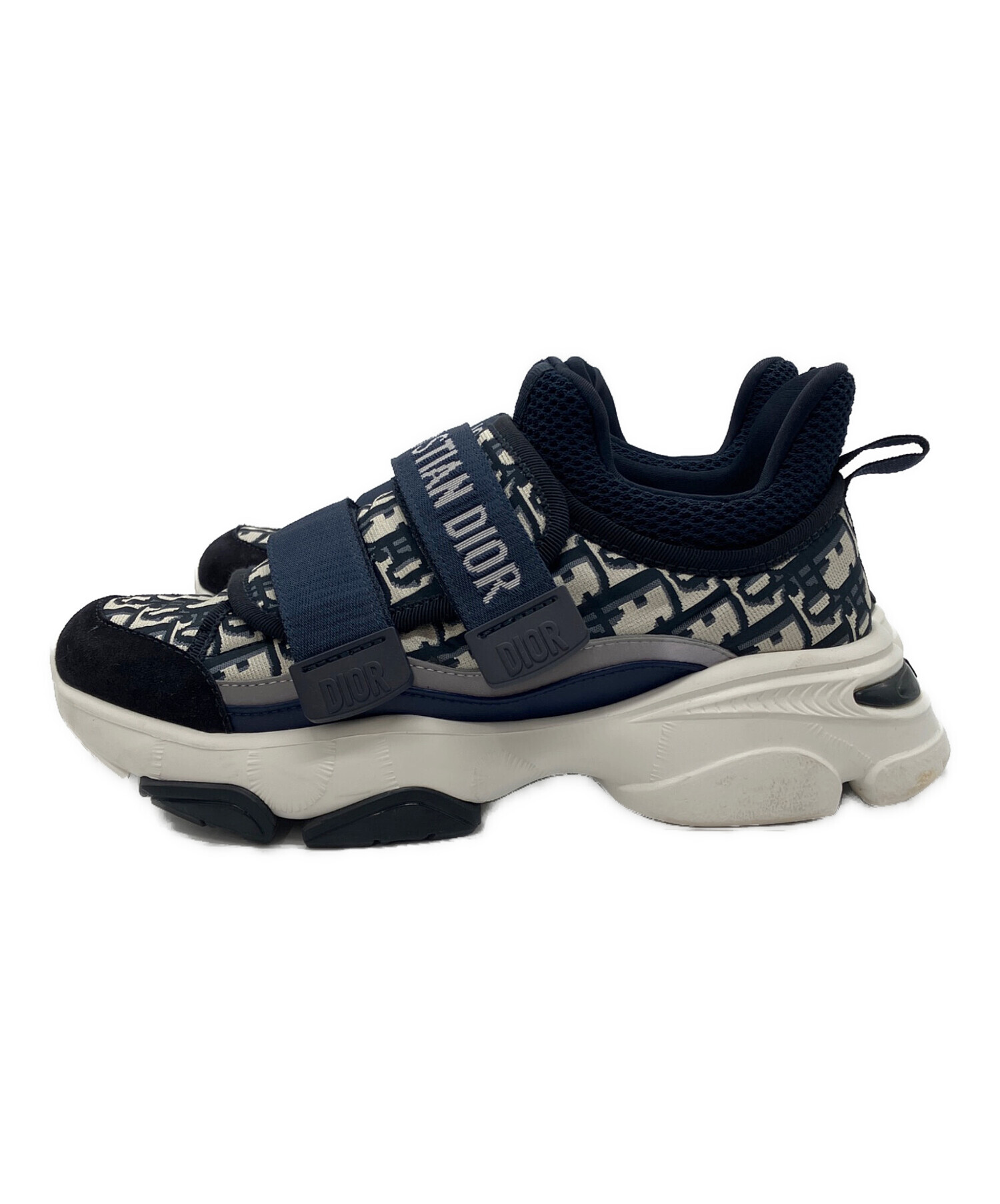 レシート付きChristian Dior ネイビー スニーカー 中古・古着通販】Dior (ディオール) オブリークハイカットスニーカー