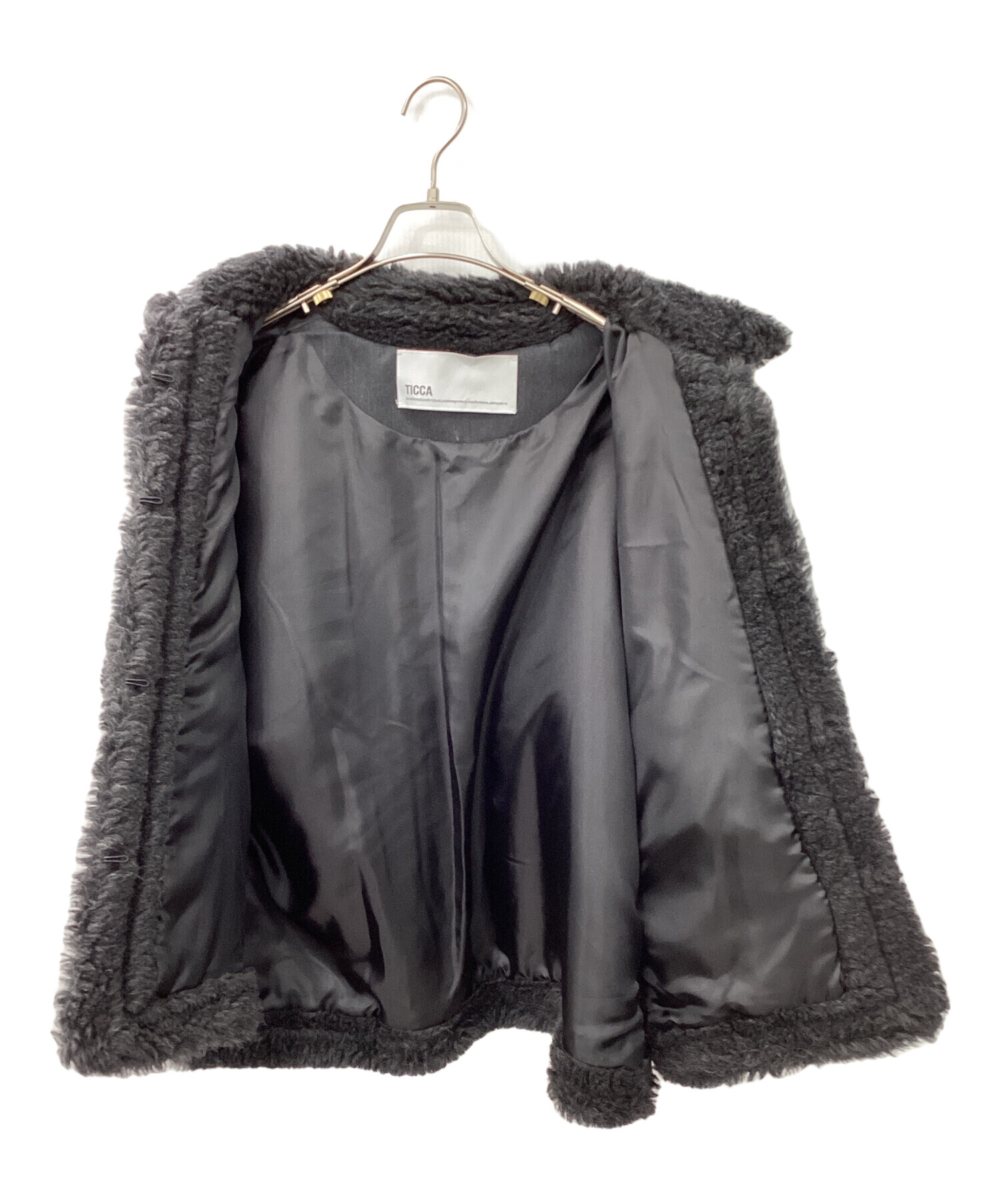 中古・古着通販】TICCA (ティッカ) ウールファーポンチョ ブラック