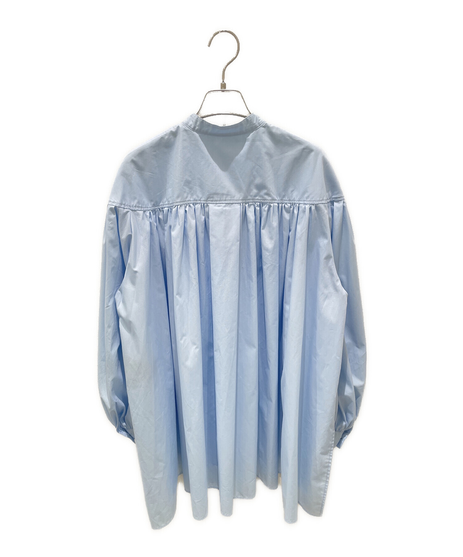 LE PHIL / ル フィル ライトタイプライターギャザーブラウス ブルー