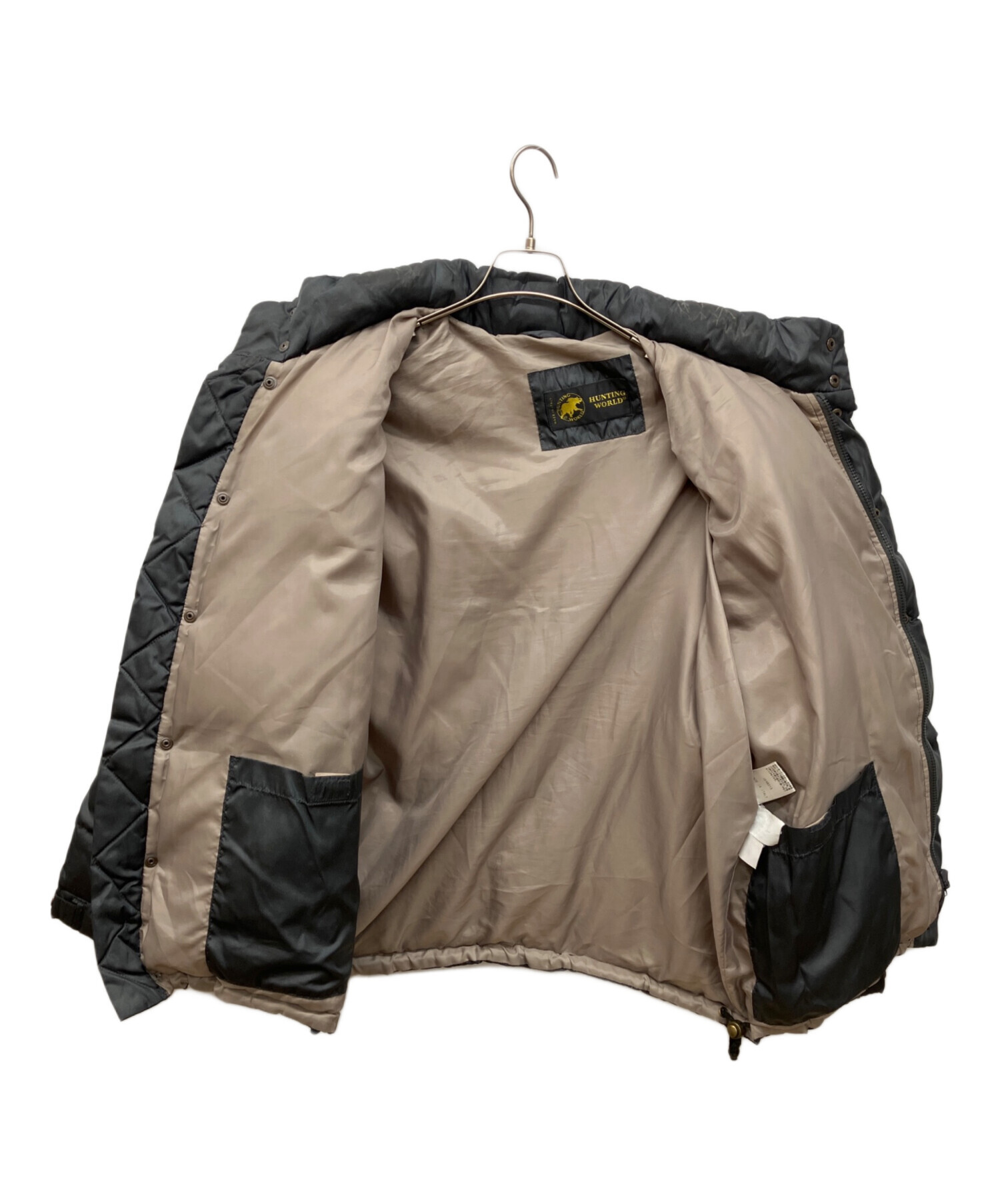 HUNTING WORLD ハンティングワールド　キルティングジャケット　サイズM オリーブ HUNTING WORLD キルティングジャケット グレー ハンティングワールド