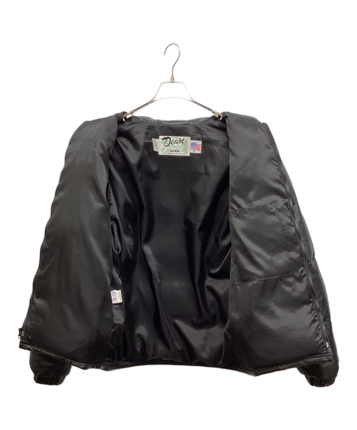 中古・古着通販】Schott (ショット) レザーダウンジャケット ブラック