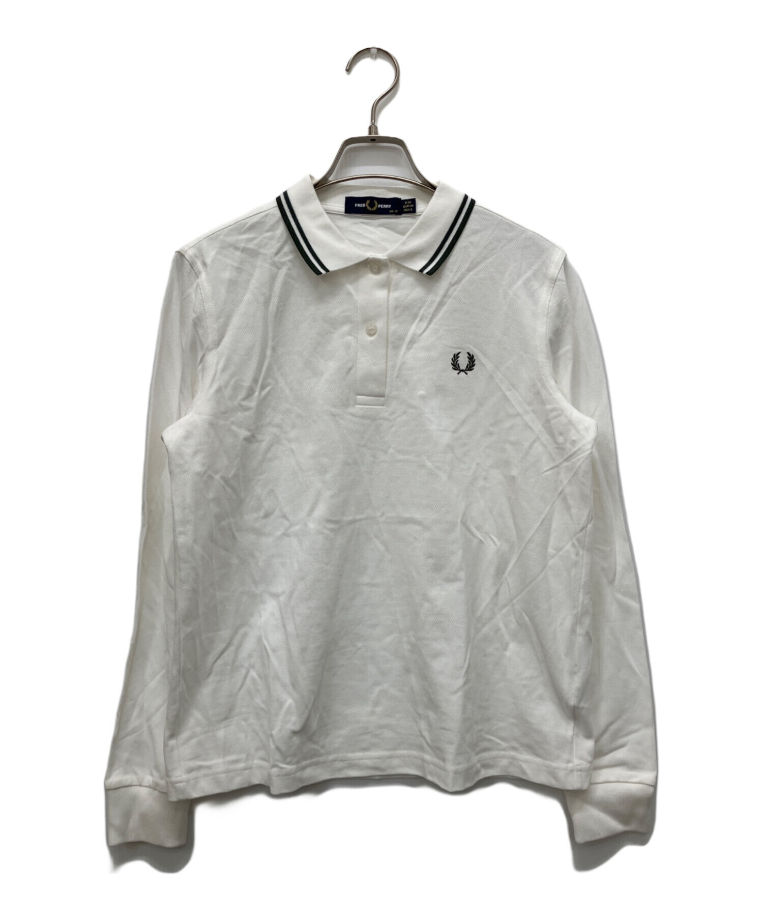 美品 80s フレッドペリー 長袖ポロシャツ M 香港製 白 ヴィンテージ FRED PERRY（フレッドペリー） 長袖 ポロシャツ FRED PERRY M3636