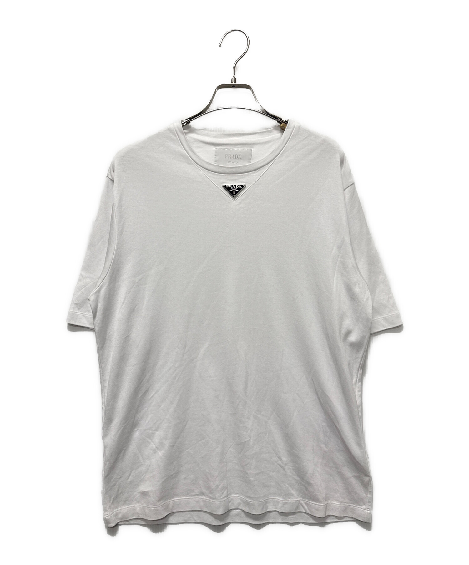PRADA 半袖Tシャツ ホワイト XS クリーニング済 中古・古着通販】PRADA (プラダ) トライアングルプレート コットン T