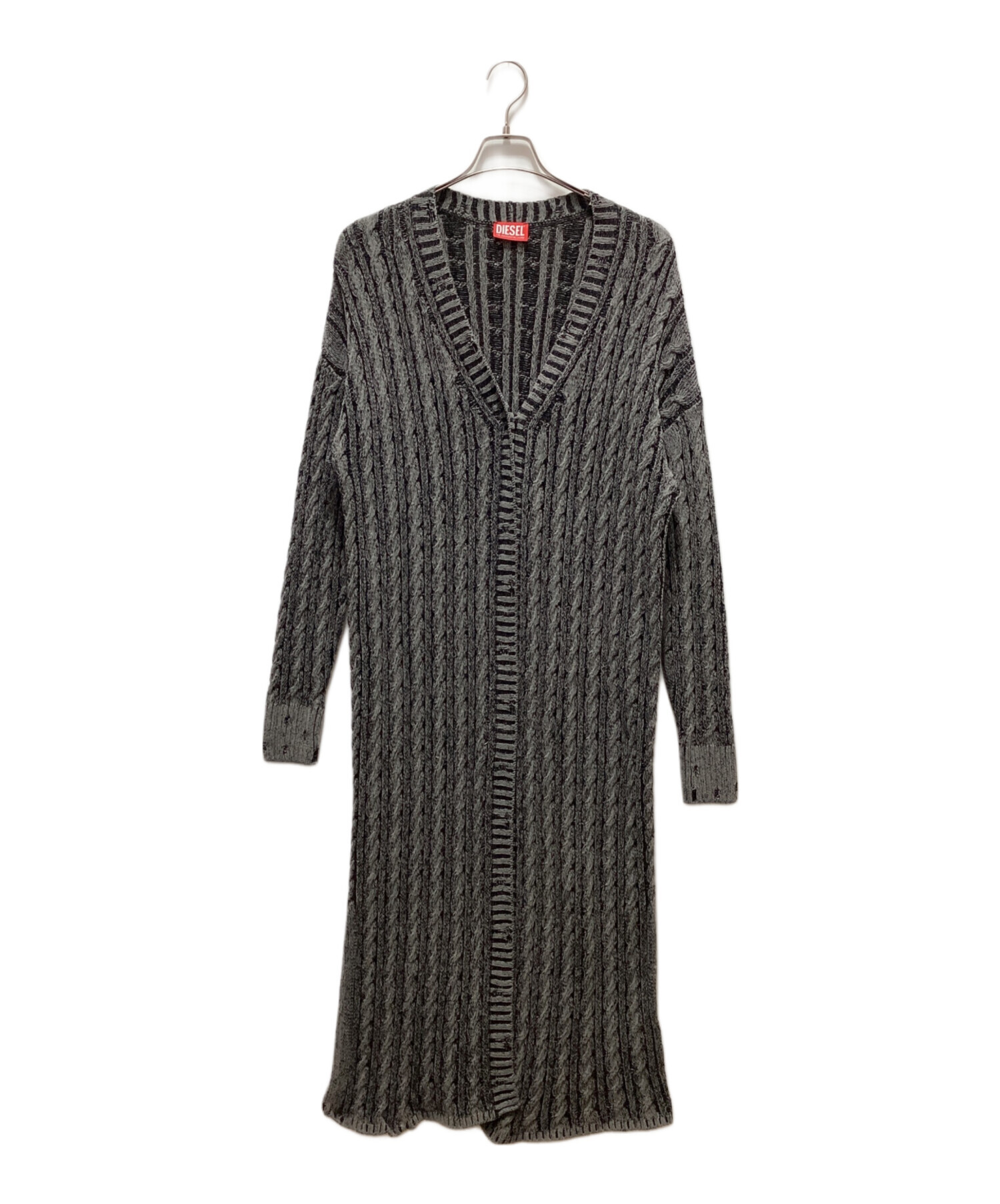 DIESEL ディーゼル カーディガン L グレー 【古着】【中古】【送料無料】 中古・古着通販】DIESEL (ディーゼル) ロングニットカーディガン