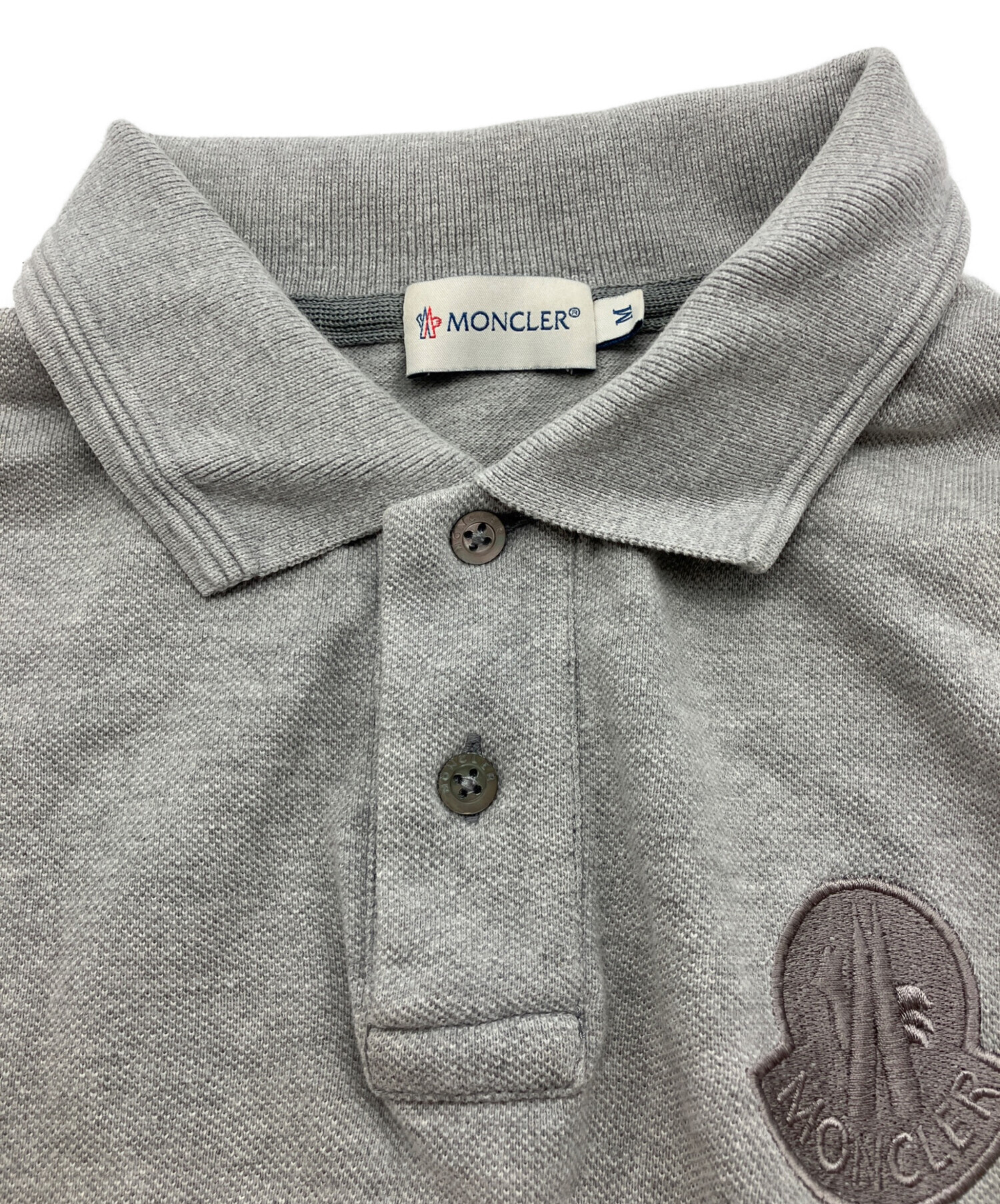 中古・古着通販】MONCLER (モンクレール) ロゴ刺繍ポロシャツ グレー