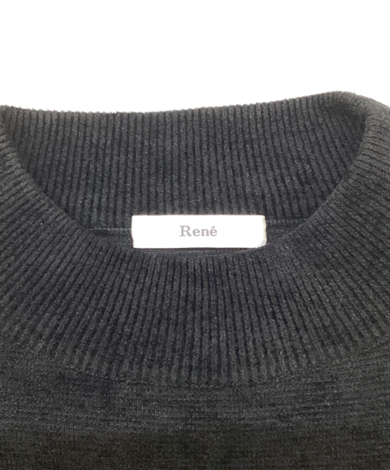 中古・古着通販】Rene (ルネ) フリルニットワンピース ブラック サイズ