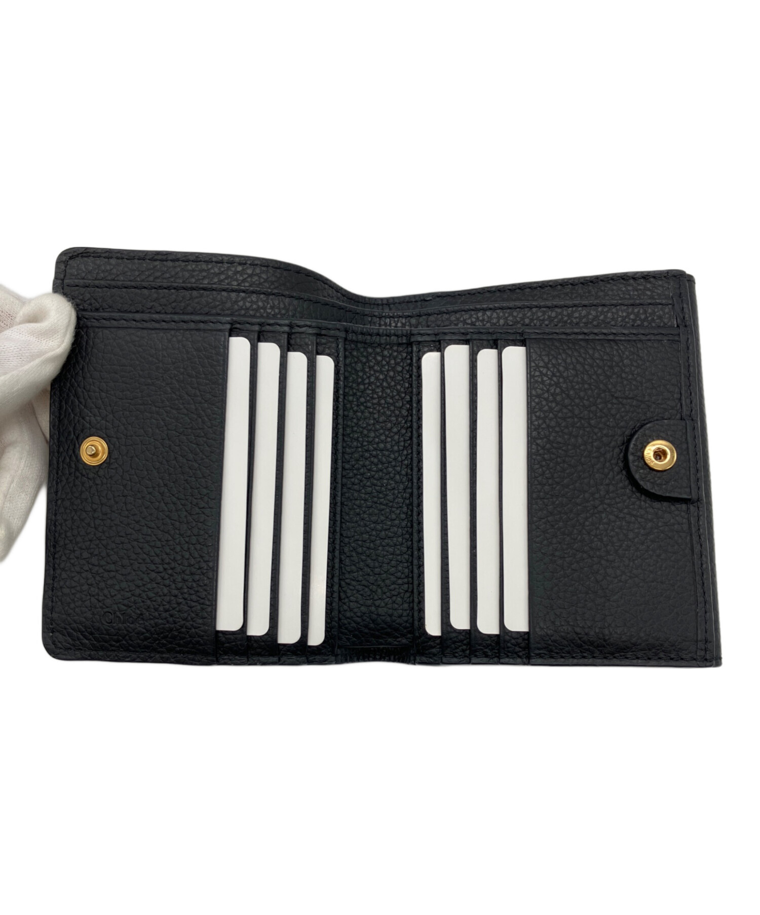Bランク【クロエ】二つ折り長財布/3P0321-7A733/ブラック/シャドウ/リボン/Chloe【中古】 Chloe - Bランク【クロエ】二つ折り長財布/3P0321-7A733/ブラック