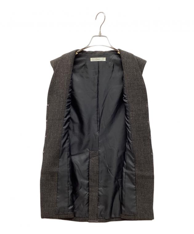 中古・古着通販】Louren (ローレン) SHARKSKIN SHAPE VEST ブラック