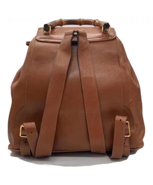 中古・古着通販】GUCCI (グッチ) バンブーハンドルレザーリュック